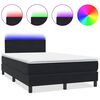 vidaXL Box spring postelja z vzmetnico LED črna 120x210 cm žamet
