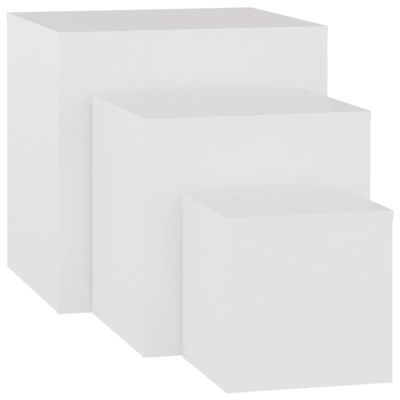 vidaXL Komplet stranskih mizic 3 kosi bele barve iverna plošča