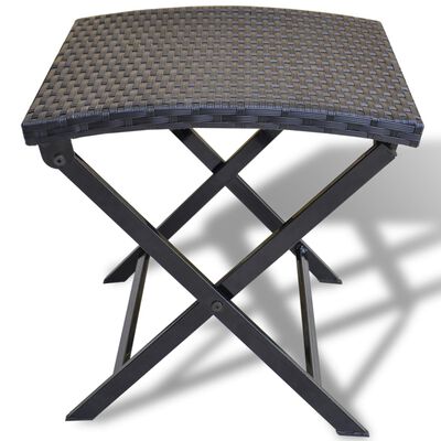 vidaXL Zložljiv stolček poli ratan črne barve