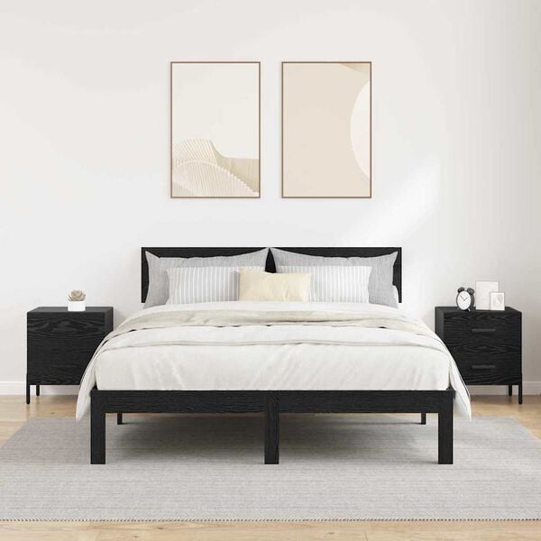 vidaXL Nočna omarica s predalom 2 pcs Črna Orehovina 40 x 35 x 47,5 cm