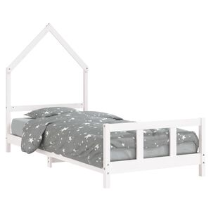 vidaXL Otro&scaron;ki posteljni okvir bel 90x200 cm trdna borovina