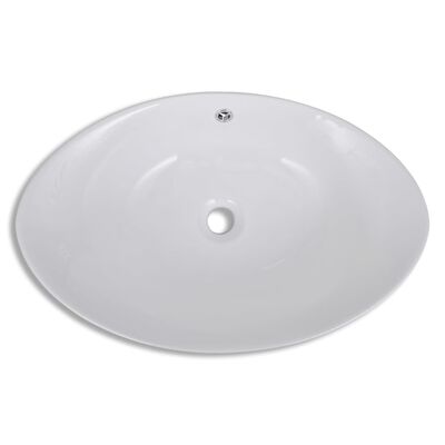 Keramični ovalni umivalnik z izlivnim sist. dimenzije 59 x 38,5 cm