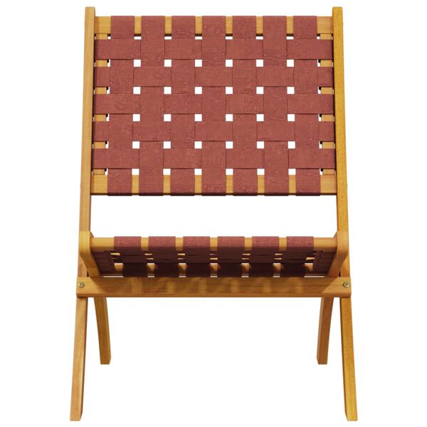 vidaXL Zložljiv vrtni stol 2 kosa z mizico rdeč trden les