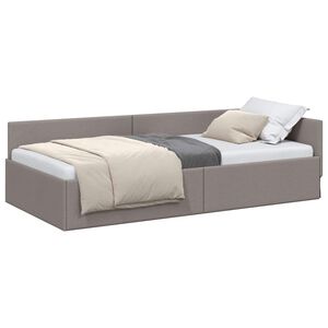 vidaXL Kotna postelja z vzglavjem Taupe 80 cm x 200 cm blago