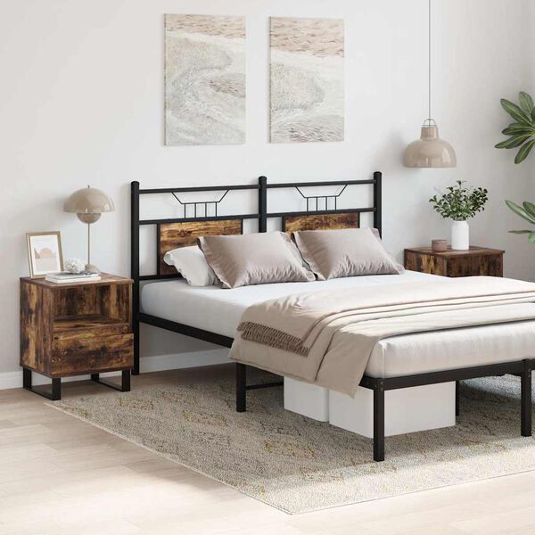 vidaXL Nočna omarica 2 kosa dimljen hrast 40x35x50 cm inženirski les