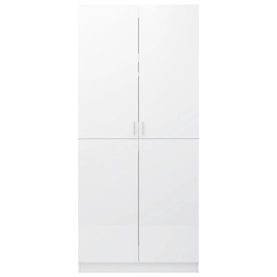 vidaXL Garderobna omara visok sijaj bela 80x52x180 cm iverna plošča