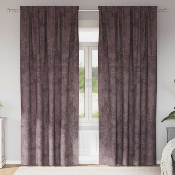 vidaXL Velvete zavese z zavesami 2 pcs Rjava 225 x 140 cm Žamet
