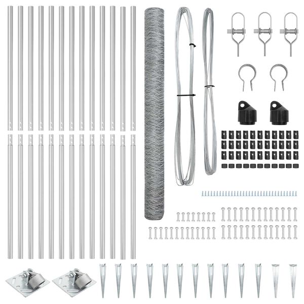 vidaXL Steber ograje. srebrna 25 x 1,6 m (50 mm mreža) Jeklo