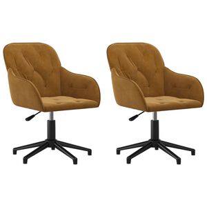 vidaXL Vrtljiv jedilni stol 2 kosa rjav žamet