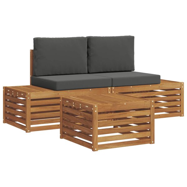 vidaXL Zunanja garnitura za sedenje 3 Kos Naravna in antracitna