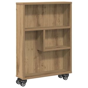vidaXL Voziček za shranjevanje artisian hrast 48x13x68 cm inž. les