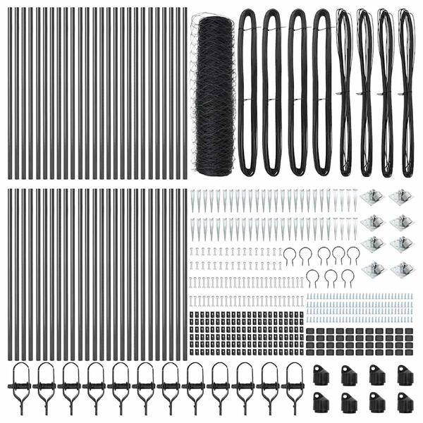 vidaXL Steber ograje. Siva 100 x 0,4 m (50 mm mreža) Jeklo in PVC