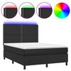 vidaXL Box spring postelja z vzmetnico LED črna 140x200cm umetno usnje