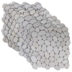 vidaXL Pebble plo&scaron;čice Bela 30 x 30 cm Rečni prod