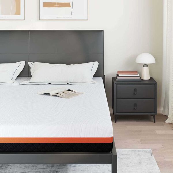 vidaXL Vzmetnica Bela in črna 180 x 200 cm Penasto blago z gelom