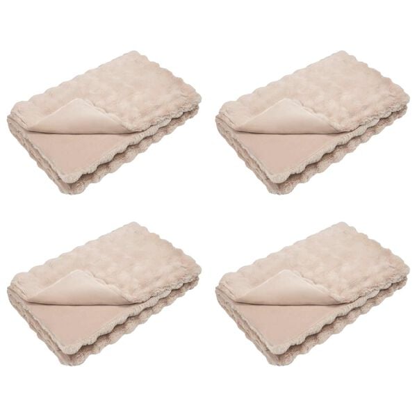 vidaXL Dežnik iz umetnega zajčjega krzna 4 pcs Bež 130 x 150 cm