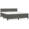 vidaXL Box spring postelja z vzmetnico temno siva 160x200 cm žamet