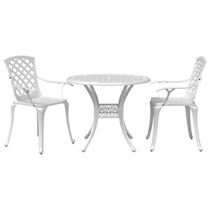 vidaXL Bistro garnitura 3-delna bela liti aluminij