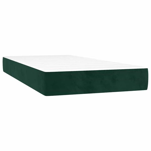 vidaXL Box spring postelja z vzmetnico temno zelena 90x200 cm žamet