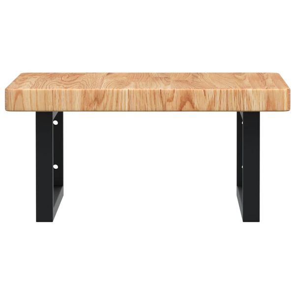 vidaXL Stenska polica za umivalnik jeklo in trdna hrastovina