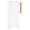 vidaXL Visoka komoda visok sijaj bela 69,5x34x180 cm inženirski les