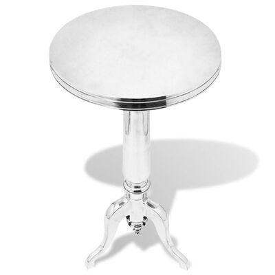 vidaXL Odstavna mizica okrogla aluminij srebrne barve