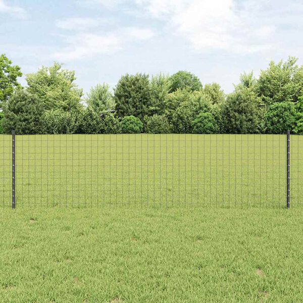 vidaXL Ograja s stebrom Siva 0,6 x 10 m Jeklo in PVC