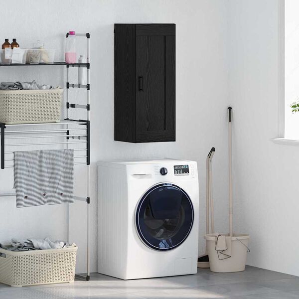 vidaXL Stenska omara Črna Orehovina 34,5 x 34 x 90 cm Konstruiran les