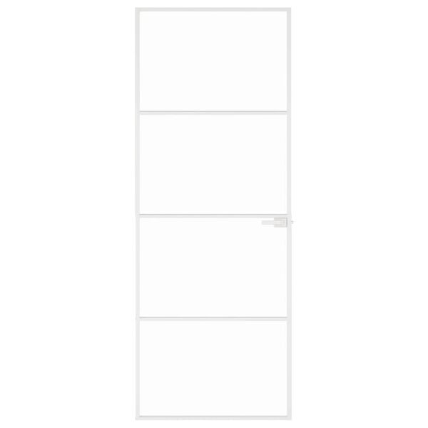 vidaXL Notranja vrata bela 76x201,5 cm kaljeno steklo aluminij tanka