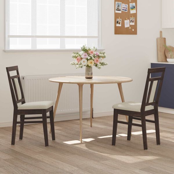 vidaXL Jedilni stol 2 pcs Svetlo rjava in svetla Masivno gumovo les