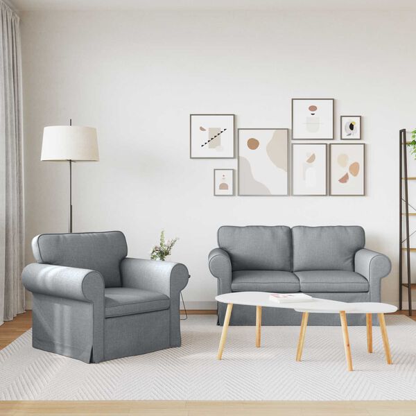 vidaXL Kavč 2 pcs Svetlo siva 155 x 82 x 80 cm blago