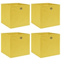 vidaXL Škatle za shranjevanje 4 kosi rumene 32x32x32 cm blago