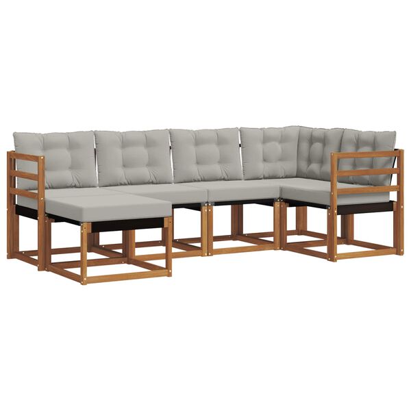 vidaXL Zunanja garnitura za sedenje 6 pcs Naravna in svetlo siva