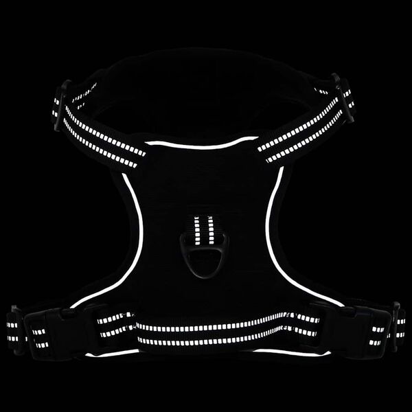 vidaXL Pasja oprsnica z odsevnimi trakovi nastavljiva črna XL