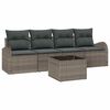 vidaXL Vrtna sedežna garnitura 5 pcs 4-Seater Siva poli ratan