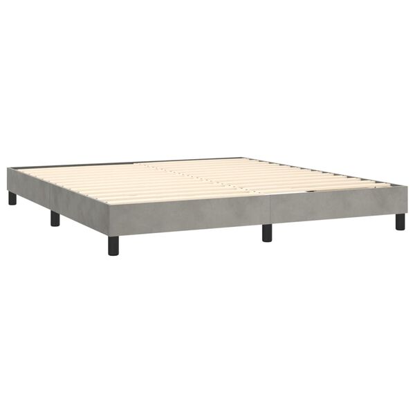 vidaXL Box spring postelja z vzmetnico svetlo siva 160x200 cm žamet