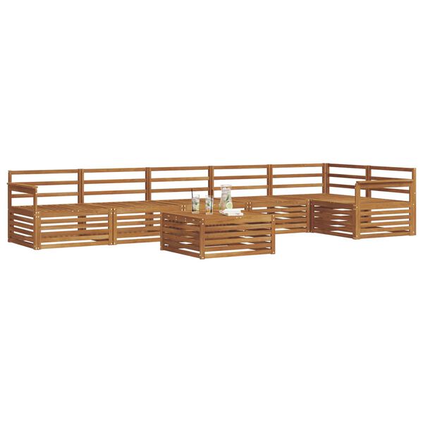 vidaXL Zunanja garnitura za sedenje 7 pcs Naravna Masiven les akacije