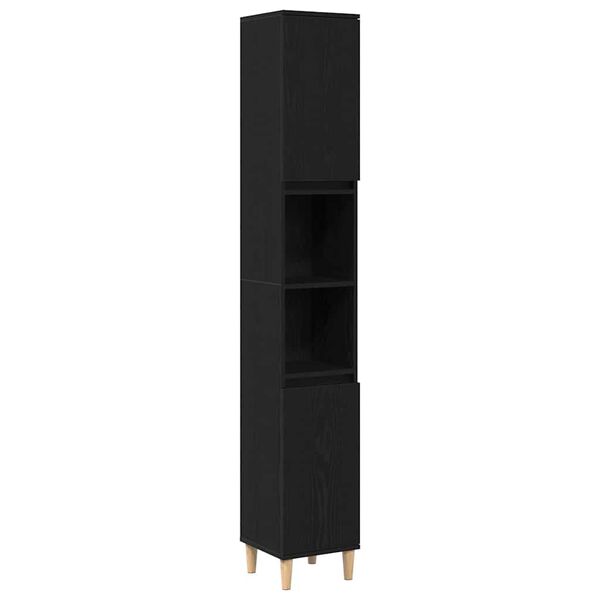 vidaXL Kopalni&scaron;ka omarica s polico Črna Orehovina 30 x 30 x 190 cm