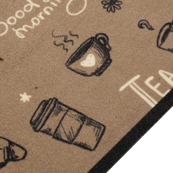 vidaXL Kuhinjska preproga pralna dobro jutro rjava 60x300 cm žamet