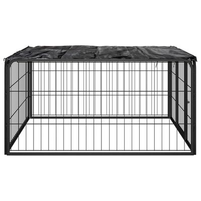 vidaXL Pasja ograda 4 paneli črna 100x50 cm jeklo s prašnim premazom