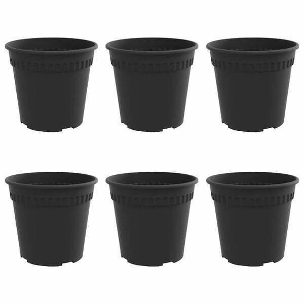 vidaXL Okrogli cvetlični lonec 6 pcs Črna &Oslash; 17 x 14 cm Plastika