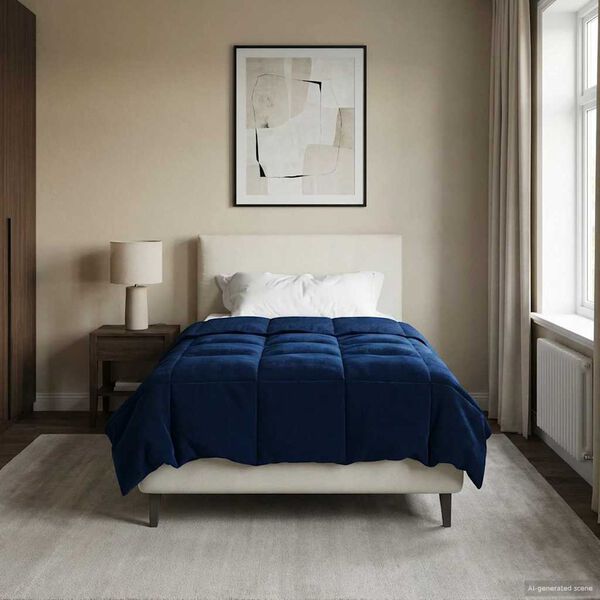 vidaXL Polna celoletna prevleka Temno modra 155 x 220 cm Mikrovlakna