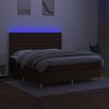 vidaXL Box spring postelja z vzmetnico LED temno rjava 180x200cm blago