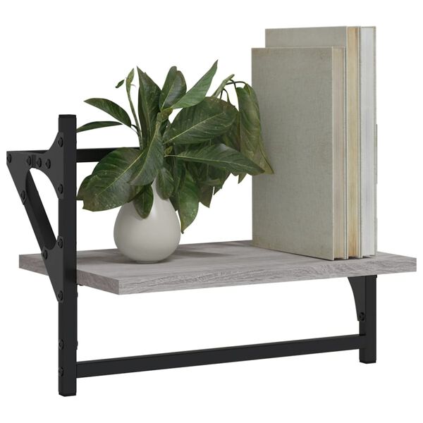 vidaXL Stenske police s prečkami 2 kosa siva sonoma 40x25x30 cm