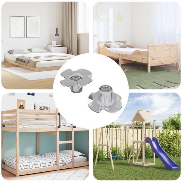 vidaXL Večkraka T-matica 2 pcs srebrna M6 mm Jeklo