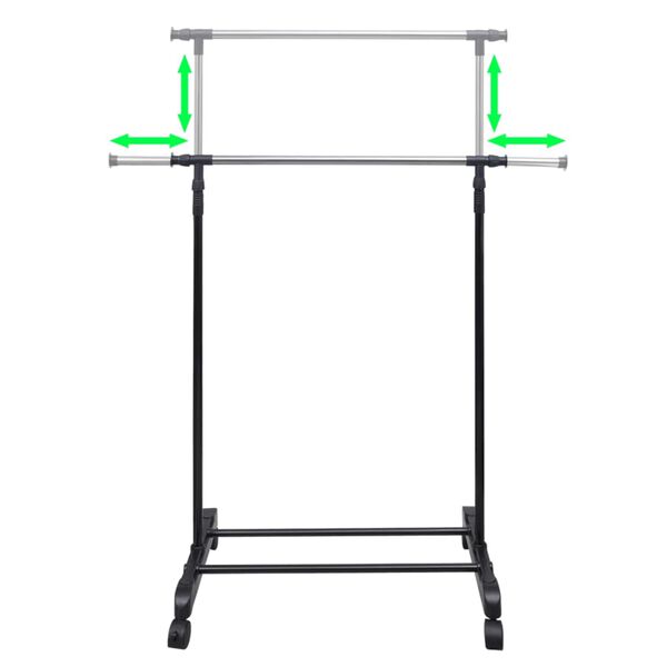 vidaXL Nastavljivo stojalo za oblačila 2 kosa z 1 obešalom