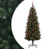 vidaXL Umjetno božično drevo z okrasnimi kroglami 120 cm 150 LED
