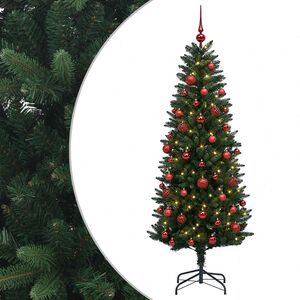 vidaXL Umjetno božično drevo z okrasnimi kroglami 120 cm 150 LED