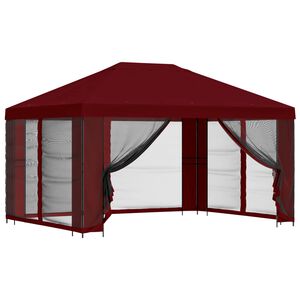 vidaXL Vrtni gazebo s stranskimi stenami 4 &times; 3 m Burgundija