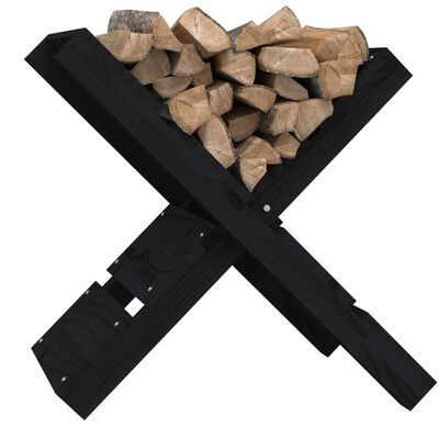 vidaXL Držalo za drva črno 47x39,5x48 cm trdna borovina